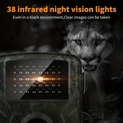 Trail Camera 48MP Night Vision Wildlife Camera, 1296P HD, 120° Wide Angle, 0.2s Fast Trigger, IP66 Waterproof, Motion Activated, IR Night Vision Up to 33ft, Game Camera for Hunting & Outdoor Surveillance