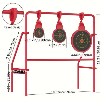 Triple Spinner Shooting Target – .22LR Rimfire Steel, 3 Floating Targets + 15 Bullseye Paper Targets, Foldable & Easy Setup