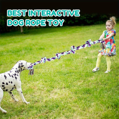 Rope Dog Toy 6-Knot Tug of War Chew Toy for Large Dogs - Heavy Duty Teeth Cleaning Rope Bone Toy for Aggressive Chewers, Durable Interactive Play & Dental Health Toy for Medium Large Dogs