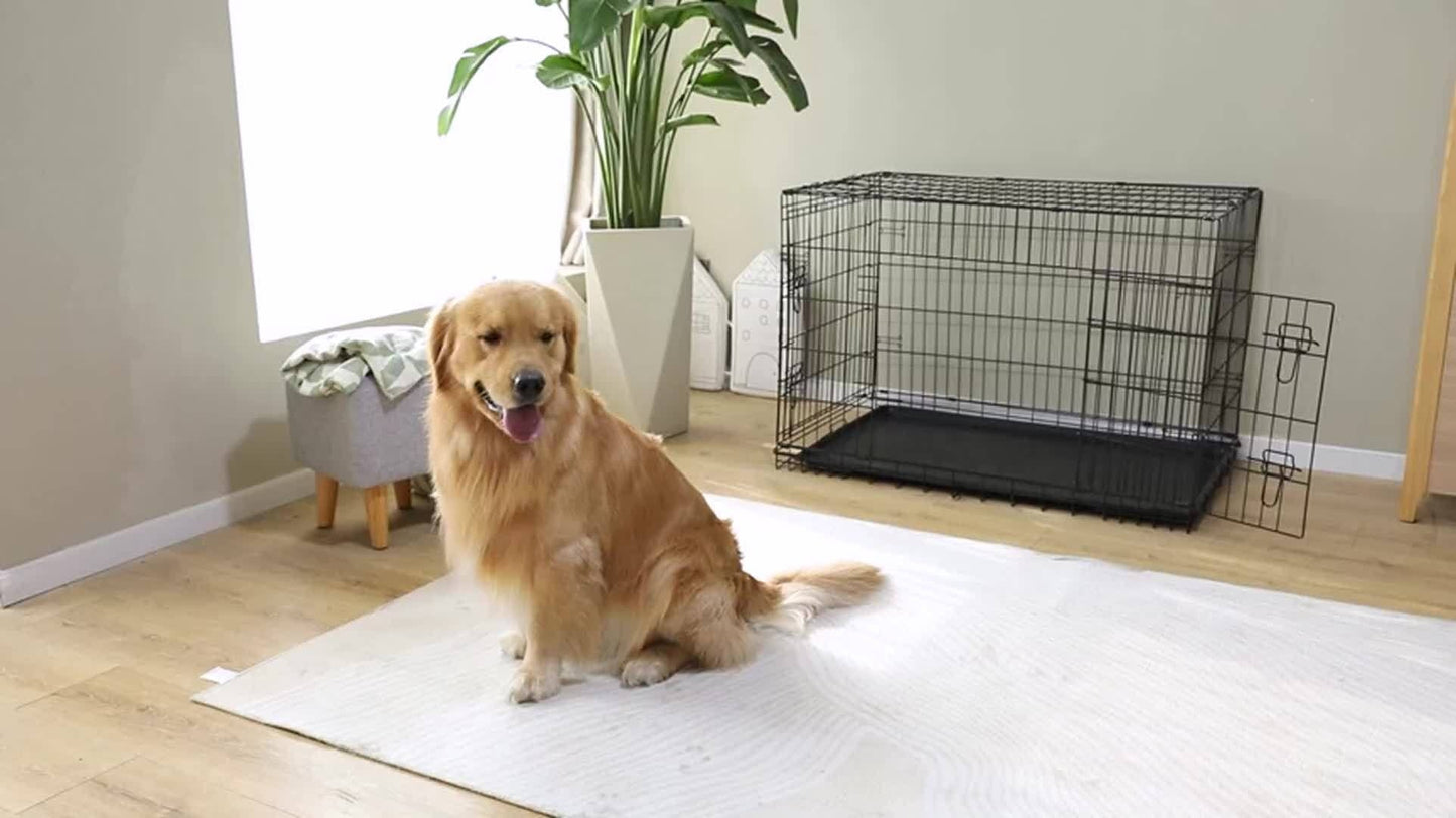 Dog Crate with Divider Panel & Double Door - Folding Metal Wire Dog Cage with Leak-Proof Tray, Indoor Outdoor Travel Pet Kennel for Small Medium Large Dogs, 5 Sizes