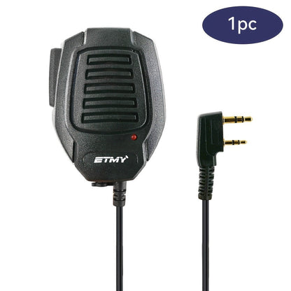 Walkie Talkie Speaker Mic 3.5mm Jack for Baofeng BF-888S UV-5R & Kenwood TK Series – Coiled Cable, 360° Rotating Clip