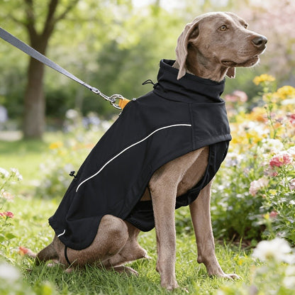 Dog Jacket for Small Breeds – Windproof Warm Pullover Coat with Reflective Stripes, Woven Fabric, Machine Washable Pet Outerwear for Spring & Fall, Colors: Light Brown & Black, Sizes XS–3XL