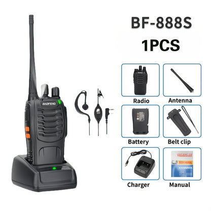 Baofeng BF-888S Walkie Talkies 16 Channel UHF Long Range Two Way Radio Rechargeable with Earphones for Camping Hiking Hunting Outdoor