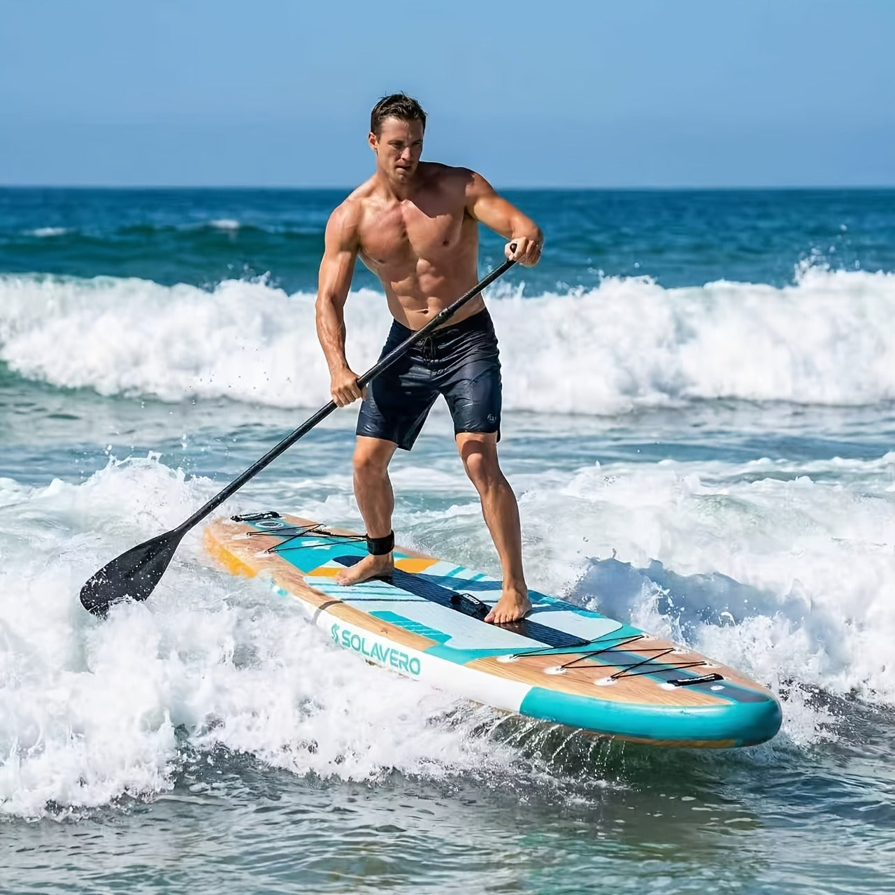 Stand Up Paddle Board Inflatable SUP 10'6" & 11'6" - Non-Slip EVA Deck, 180kg Capacity, All-in-One Accessories Kit with Pump, Adjustable Paddle, Ankle Leash, Phone Pouch & Fins for Yoga Fishing Surfing