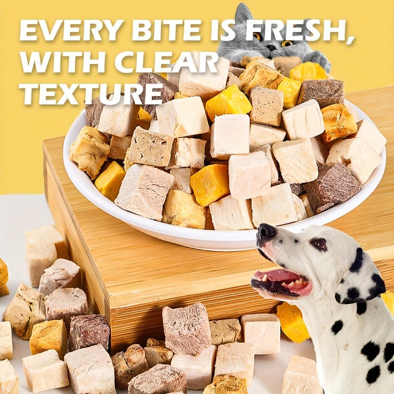 Freeze-Dried Dog Treats 150g Triple Combo - Beef Liver, Chicken & Egg Yolk Grain-Free High Protein Crunchy Bites for Small Dogs, Puppies, Poodles & Bichons, Training Rewards