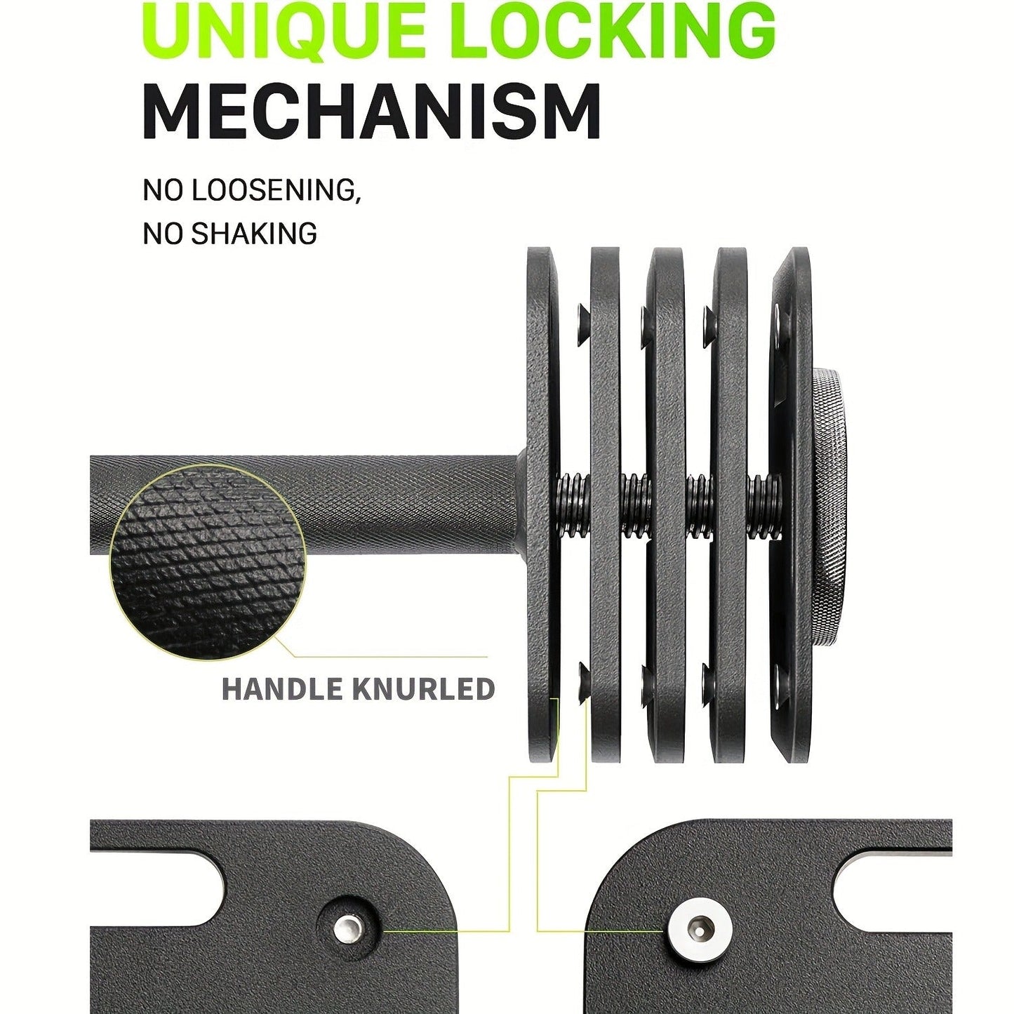 Quick-Lock Adjustable Dumbbell Set 10–80LB – 5LB Increments Square Weight Plates for Home Gym Fitness, Compatible Longer Screws & Add-On Plates Available