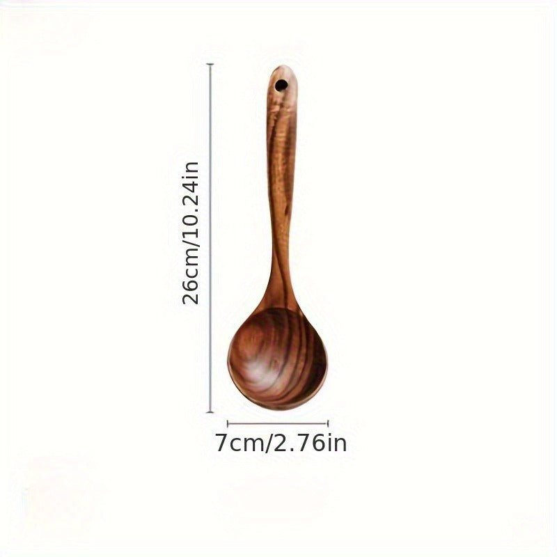 Teak Wood Kitchen Utensil Set 3 Piece Solid Wood Cooking Spoon Rice Spoon High Temperature Resistant Non-Stick Pan Safe Wooden Cooking Utensils Polished Finish Household Kitchen Tools
