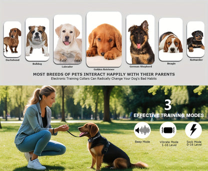 Smart Dog Training Collar with Remote - 3 Training Modes with Training Icons Electric Shock Collar Receiver Function for Large & Medium Dogs 2 Dog or 3 Dog Sets
