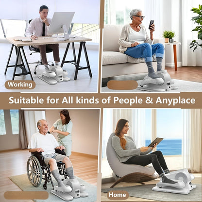Under Desk Elliptical Machine – 12-Speed Electric Seated Leg Exerciser, Quiet & Portable Foot Pedal Trainer with Remote, for Seniors & Home Office Workouts