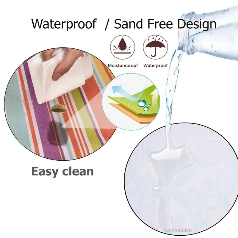 Sand-Proof Outdoor Picnic Blanket – Oversized Portable Beach Mat for Camping, Hiking & Picnic, Lightweight Foldable All-Season Ground Cover, Available in 2 Sizes, Waterproof Base, Family & Couple Use
