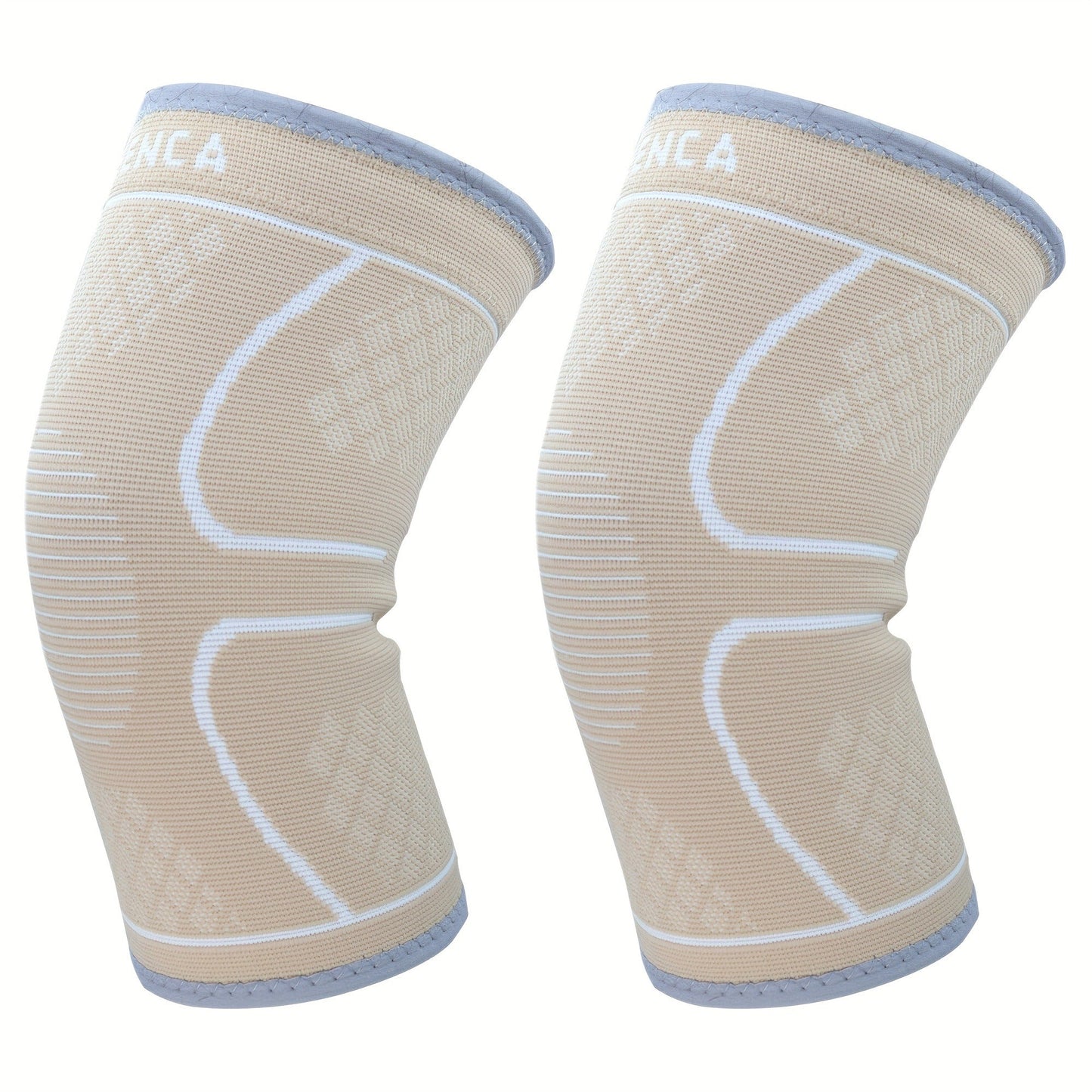 Compression Knee Sleeve 2 Pack for Men Women Breathable Non-Slip Silicone Strip Knee Support High Elasticity Running Exercise High Intensity Sports Copper Beige Pink Orange M XL XXL XXXL