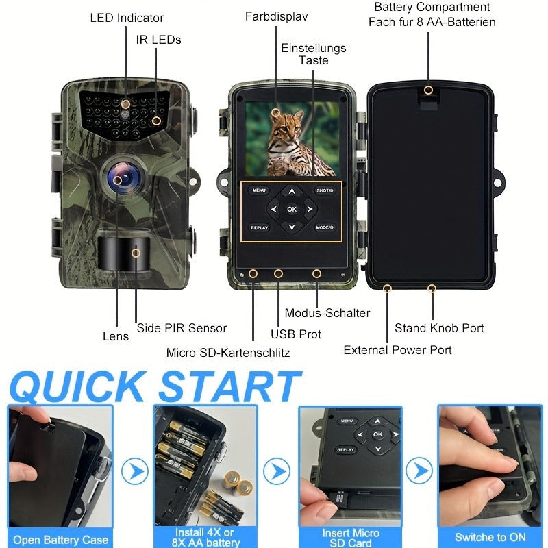 Trail Camera 48MP 4K Night Vision 0.2s Trigger 120 Degree Solar
