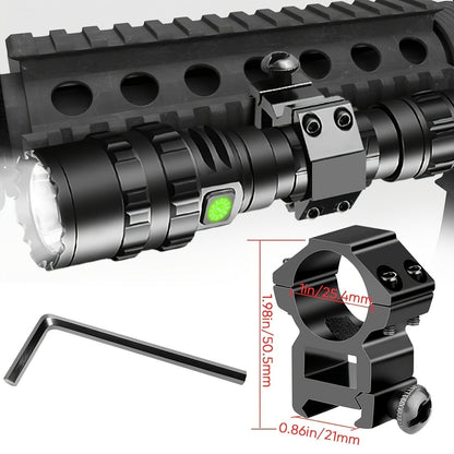 Picatinny Rail Flashlight 2 Pack - High Lumen Tactical Torch, 5 Modes, USB Rechargeable, 20mm Rail Mount, Wrist Strap & Remote Switch Included for Hunting, Shooting & Outdoor Use