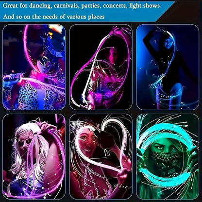 Rechargeable LED Fiber Optic Whip | 7-Color Glow Rave Dance Toy