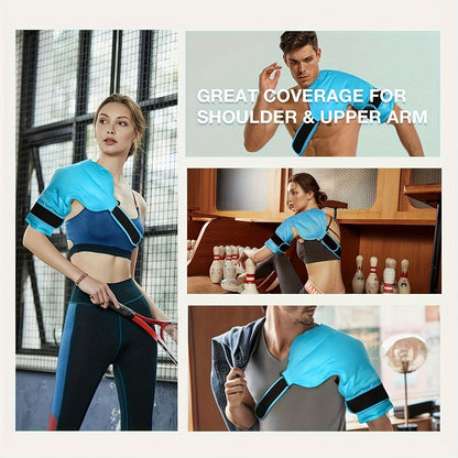 Shoulder Ice Pack Wrap Hot Cold Therapy Gel Pack Reusable Rotator Cuff Compress Adjustable Strap Hands-Free Pain Relief for Athletes Gym Home Recovery