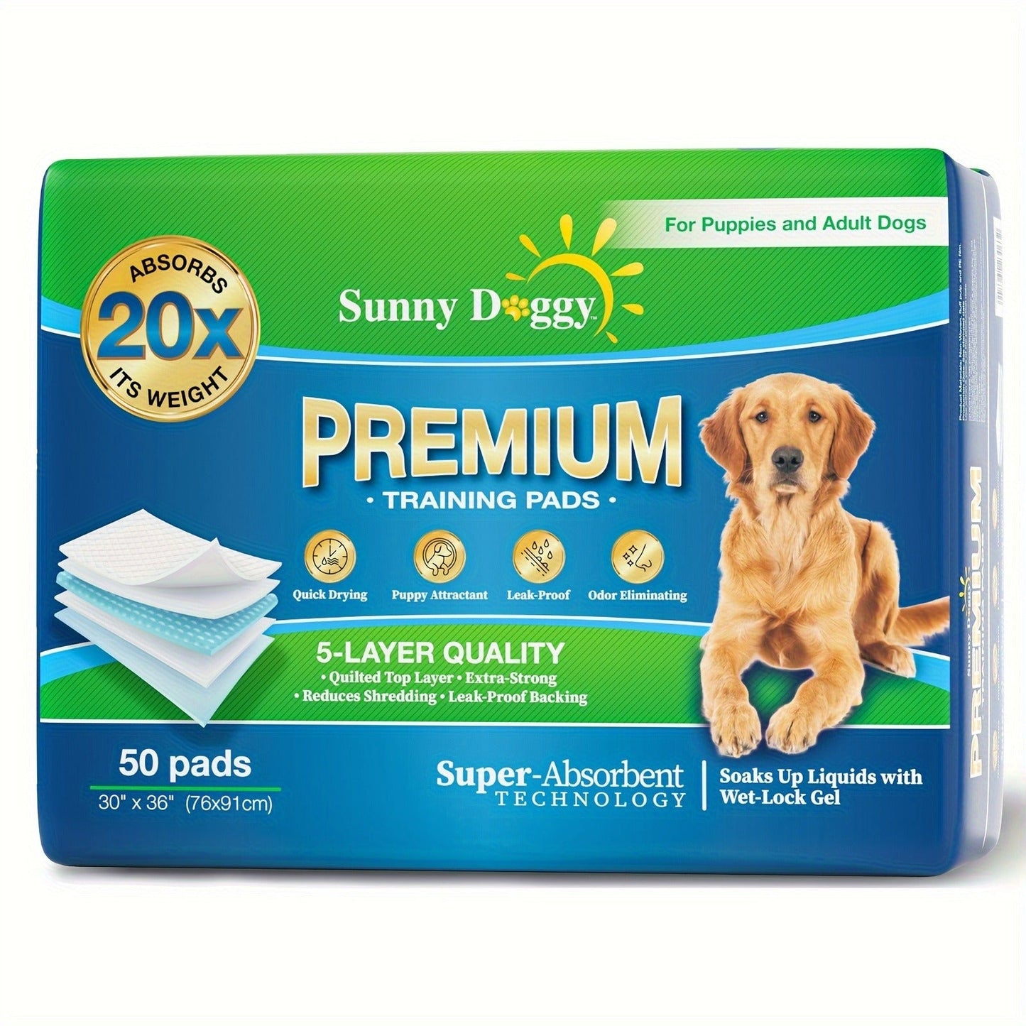 Dog Training Pads for Puppies Large - Disposable Pee Pads with Odor Control, Leak-Proof & Super Absorbent - Puppy Potty Pads for Housebreaking, 40/50/120 Count