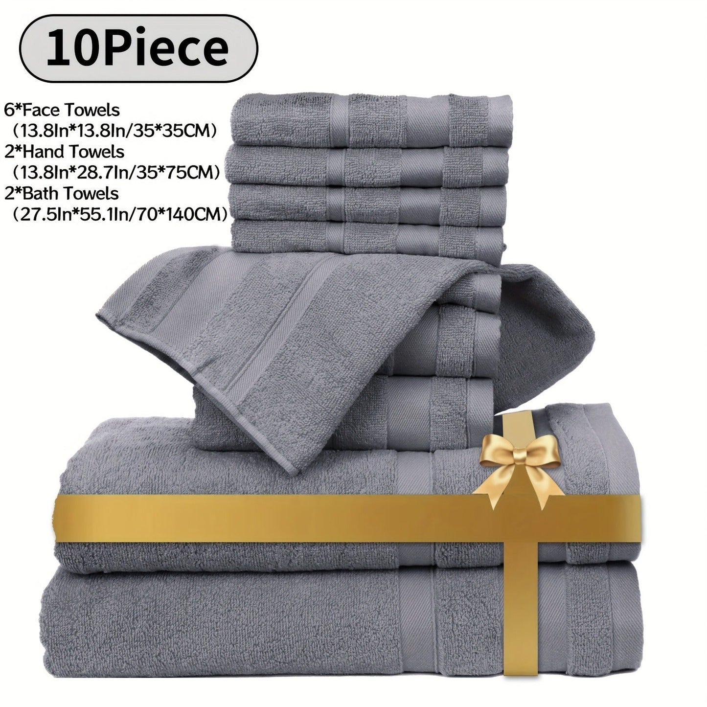 Cotton Bath Towel Set 6/10 Piece - 100% Pure Cotton Large Bath Towels for Women & Men, Highly Absorbent Quick Dry Spa Hotel Quality Towels for Bathroom, Bedroom, Gym, Pool & Travel, Soft Fluffy Luxury Towel Sets