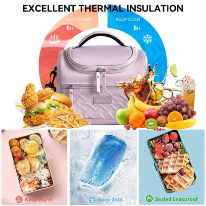 Insulated Lunch Bag Cooler Tote with Padded Shoulder Strap Leakproof Washable Polyester Meal Prep Bag for Work Picnic School Outdoor Activities Men Women