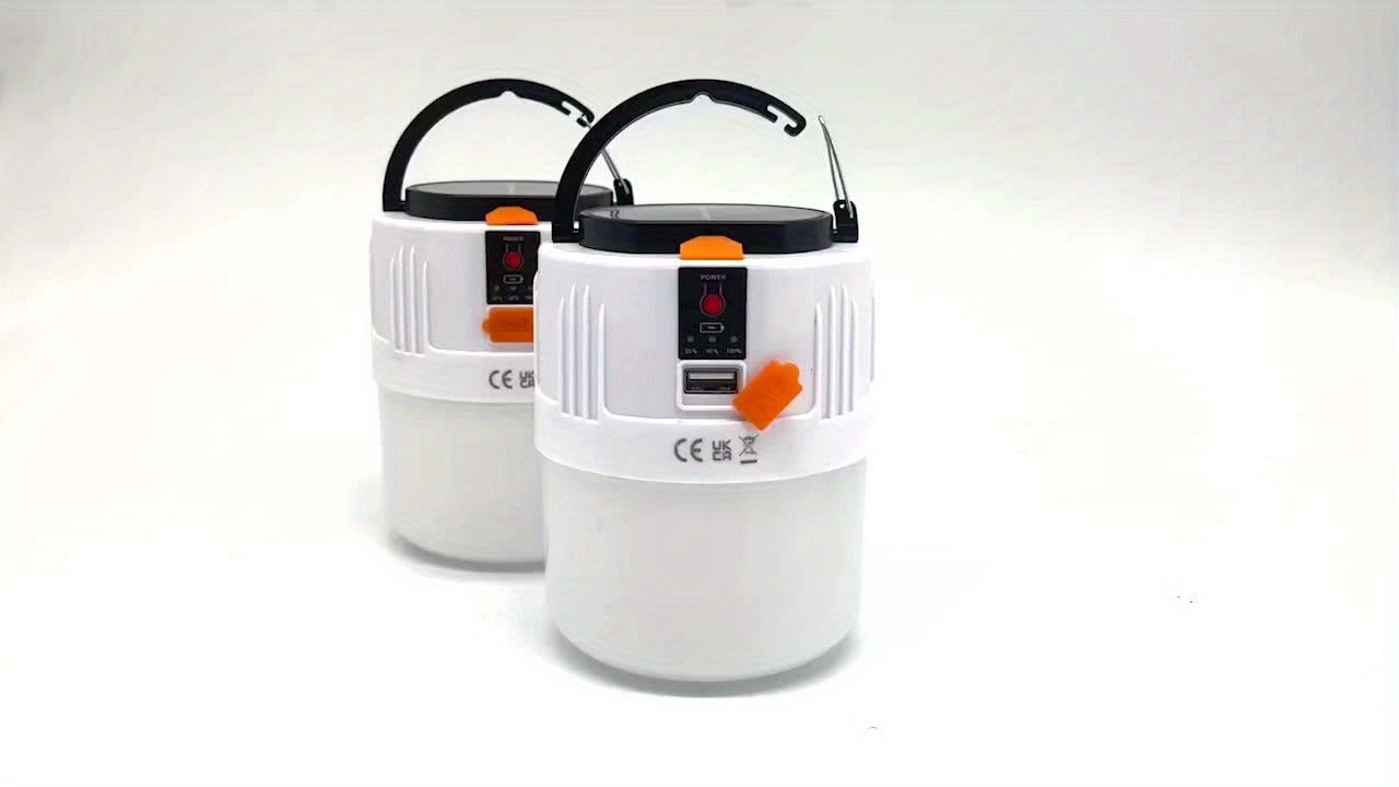 Portable Solar Lantern 4-Pack – LED Camping Lantern Rechargeable, 1200mAh Solar Panel & USB Charging, 3 Lighting Modes, Lightweight Tent Light for Power Outage, Emergency, Hurricane & Car Repair