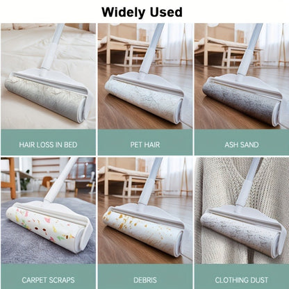 Lint Roller with 49-Inch Extendable Handle for Pet Hair Removal – Reusable Sticky Roller for Sofa, Carpet, Clothes, Floor & Furniture, Tear-Off Design, White