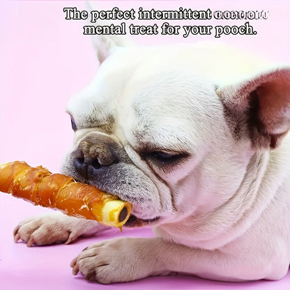 Dog Chew Treats Chicken & Duck Wrapped Cowhide Sticks – High Protein Beef Skin Stuffed Snacks, Long-Lasting, Easy to Digest, Training Reward for Dogs, 5.29oz (Chicken or Duck Flavor)