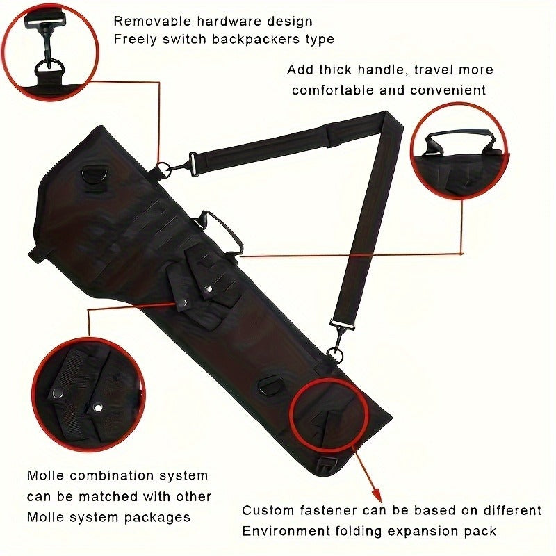Tactical Gun Holster Sling Scabbard Bag, Water-Resistant Polyester Rifle Pistol Case with Ambidextrous Design and Adjustable Shoulder Strap for Outdoor Hunting Shooting Range