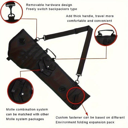 Tactical Gun Holster Sling Scabbard Bag, Water-Resistant Polyester Rifle Pistol Case with Ambidextrous Design and Adjustable Shoulder Strap for Outdoor Hunting Shooting Range