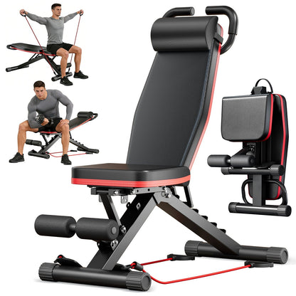 Adjustable Weight Bench – Foldable 14-in-1 Home Gym Dumbbell Bench, 1000 lbs Capacity, Roman Chair with Thick Cushion & Headrest