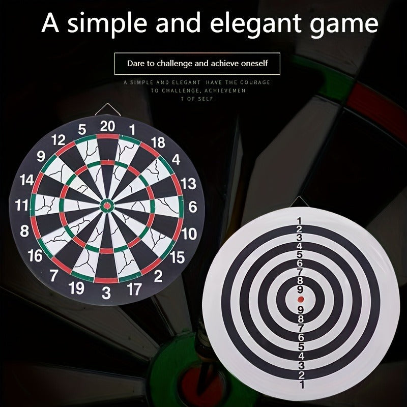 Double-Sided Flocking Dartboard Set 17 Inch | Solid Alloy Frame with 6 Practice Darts & 6 Luxury Darts | Thick Dart Target Board for Family Entertainment Casual Games Office Decompression