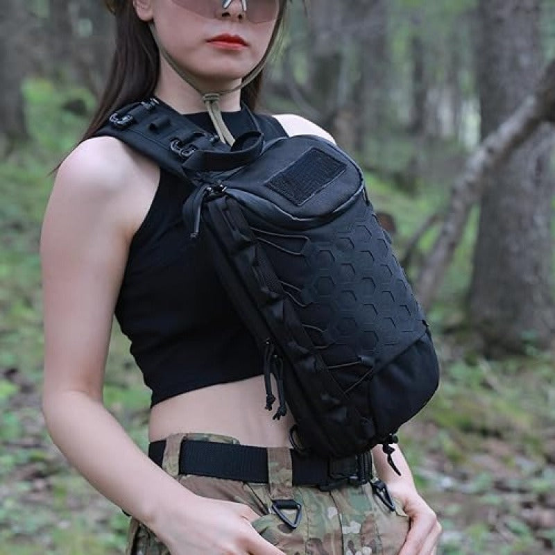 MOLLE Shoulder Bag – Large Capacity Tactical Chest Pack, Waterproof Nylon EDC Crossbody Bag for Hiking, Cycling, Fishing & Camping, Multi-Compartment, Adjustable Strap