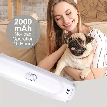 Electric Pet Nail Grinder 2-Speed 3-Port - Rechargeable Quiet Dog Cat Nail Trimmer with 3 Hour Battery Life, Painless Paw Nail Polisher for Small Medium Large Dogs All Breeds, White