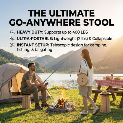 Collapsible Folding Camping Stool 2pcs | Max Load 400lbs Portable Telescopic Stool | Compact Plastic Seat for Travel Camping Hiking Fishing Backyard BBQ | Outdoor Stool Gift for Men Blue