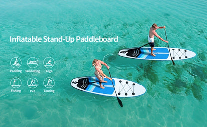 Inflatable Stand Up Paddle Board SUP Yoga Board 124'' x 31'' Wide Stance Non-Slip Deck with Paddle Pump Leash Carry Bag for Teens Adults Beginners