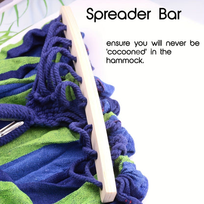 Nylon Hammock Heavy Duty Curved 110 x 59 Inch 100% Woven Nylon Anti-Tip Design Large Double Hammock for Indoor Outdoor Backyard Patio Camping Red Blue