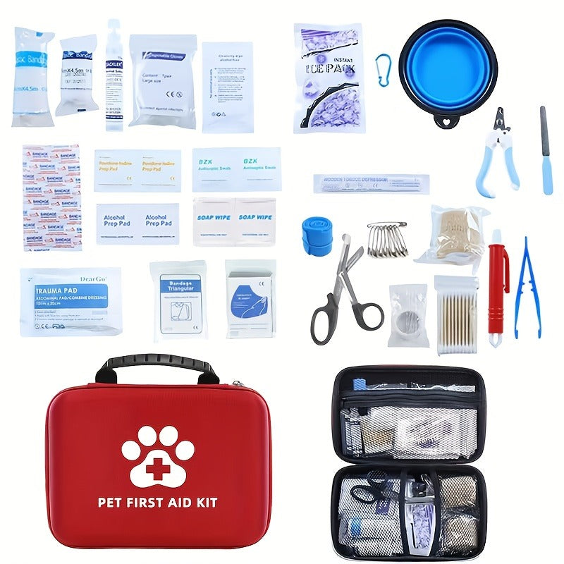 101-Piece Pet First Aid Kit with Portable Case - Multifunctional Emergency Dog & Cat Care Kit for Hiking, Camping, Backpacking, Hunting & Travel Outdoor Adventures