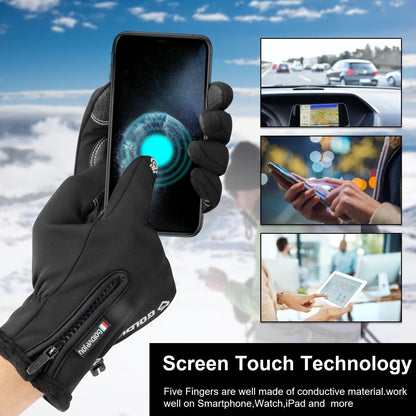 Windproof Knit Gloves for Outdoor Riding & Skiing – 2 Pairs Full-Finger Slip-Resistant Winter Gloves | 100% Polyamide Warm Gloves for Men & Women | S M L XL XXL | Black Gray