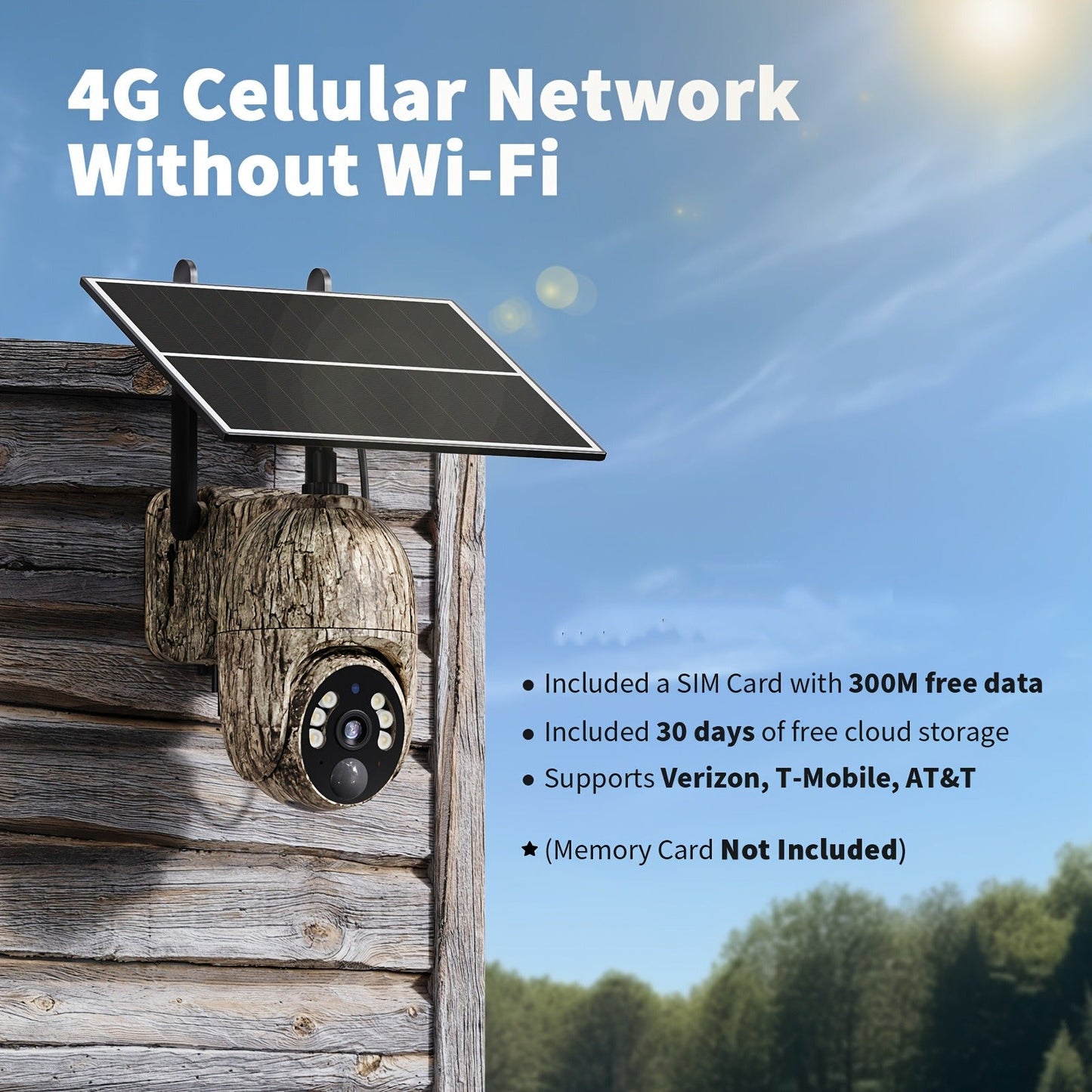 4G Cellular Game Camera Solar Powered - 2K Live View, 0.02s Motion Trigger, Night Vision, No WiFi Needed for Hunting & Wildlife
