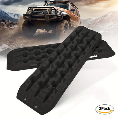 Off-Road Traction Boards Recovery Tracks 2-Pack – 10-Ton Capacity, 40”×11.8” PP Traction Mats for Sand, Mud & Snow, 4x4 Vehicle Recovery Boards with Carry Bag & Leash, Orange/Red/Black