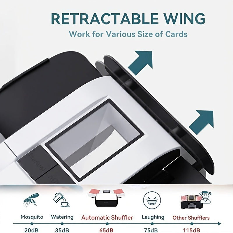 Automatic Card Shuffler USB Rechargeable 2000mAh Smart Sensor Dual Mode One-Button Start Hands-Free for Texas Hold'em Bridge Blackjack Family Card Games