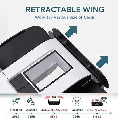 Automatic Card Shuffler USB Rechargeable 2000mAh Smart Sensor Dual Mode One-Button Start Hands-Free for Texas Hold'em Bridge Blackjack Family Card Games
