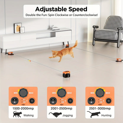 Interactive Cat Toy Auto & Remote Control - Electric Feather Mouse Lure Coursing Machine with DIY Track, Mouse Sounds, Auto Timer, Boredom Buster for Indoor Cats Kittens, 2 Speed Modes