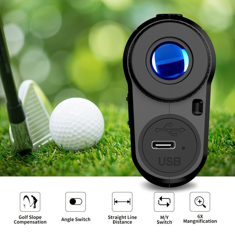 Golf Rangefinder 1000Y Slope Compensation USB-C Charging 6x Magnification Flagstick Lock Laser Distance Meter for Golf Tournament & Outdoor Sports