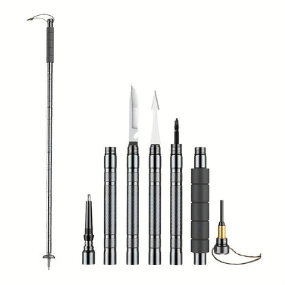 7-in-1 Tactical Hiking Staff – Extendable Foldable Survival Walking Stick with Compass, Fire Starter, Saw Blade, Screwdriver & Pliers – Aluminum Alloy or Stainless Steel, Camping & Hiking Gift