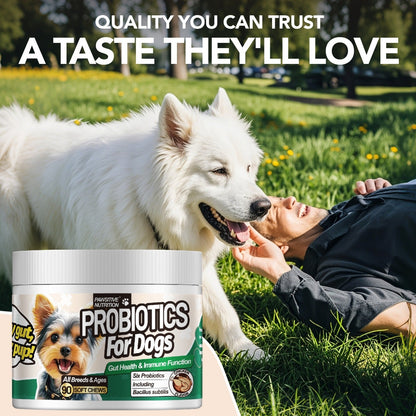 Dog Probiotic Chews for Digestive Health - Chicken Flavor Soft Chews with Probiotics for All Breeds, Supports Gut Health, Bloating & Diarrhea Relief, 90 Count per Bottle