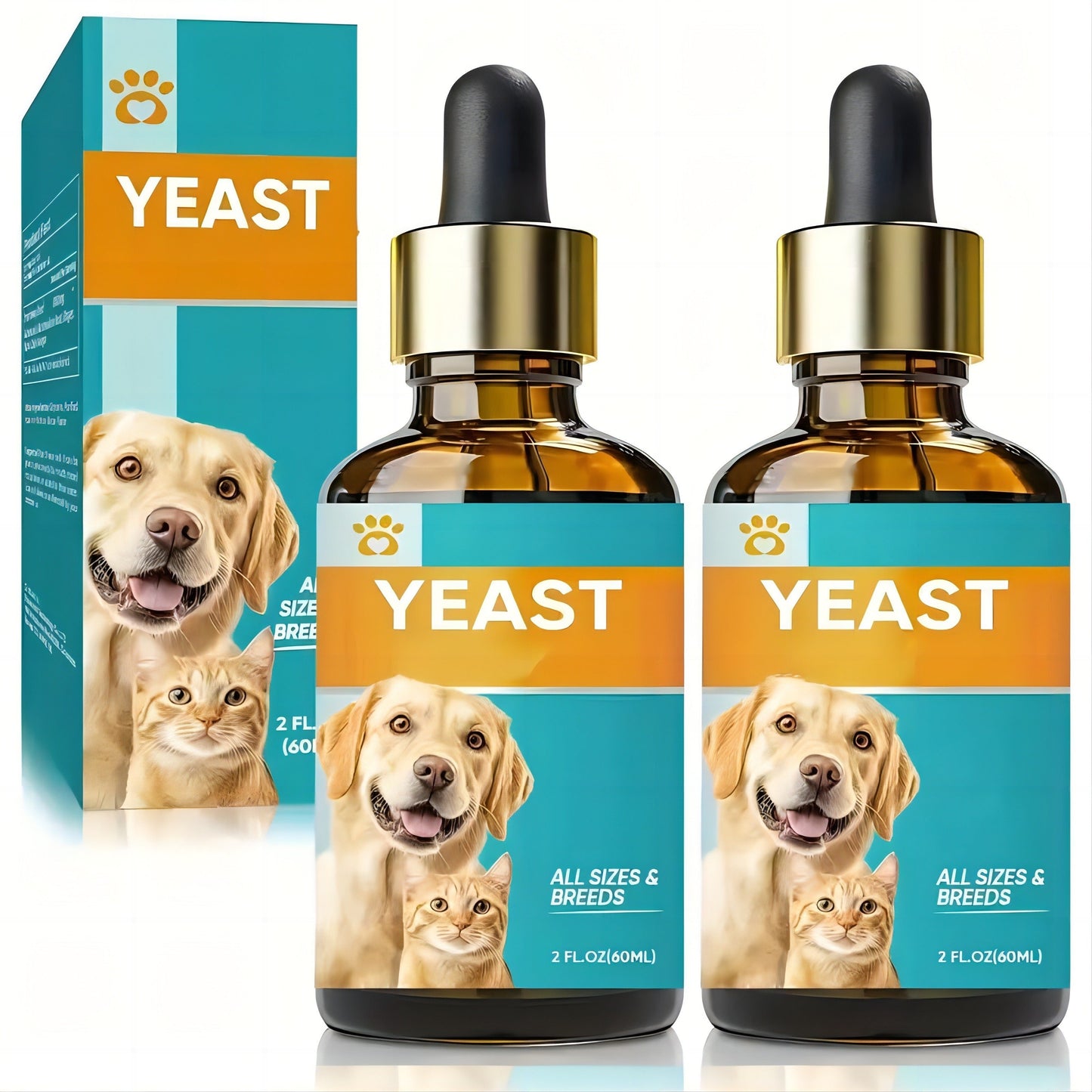 Dog Antifungal Yeast Supplement Drops – All Breed Canine Yeast Overgrowth Support | Natural Liquid Formula, 2.03oz per Bottle, 2-Pack Value Set for Daily Pet Health