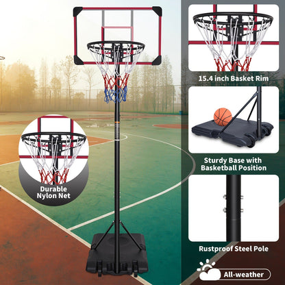 Height Adjustable Basketball Hoop 5.6-7Ft Portable Basketball System with 28" Backboard & Wheels for Outdoor Indoor Use