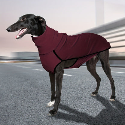 High Neck Dog Coat Warm Pullover – Solid Color Woven Polyester Pet Jacket, Machine Washable, All-Season Fall & Winter Dog Apparel for Small Medium Large Breeds, Colors: Burgundy, Navy, Green, Sizes XL–4XL