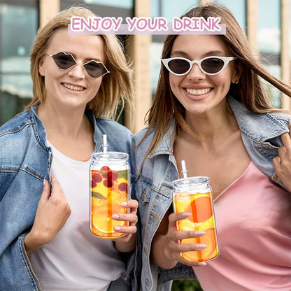 16oz Plastic Cups with Lids and Straws Bulk 25pcs Set Clear Flat Bottom Tumbler Single or Double Wall for Iced Coffee Boba Water Juice Party Favors Christmas Gifts