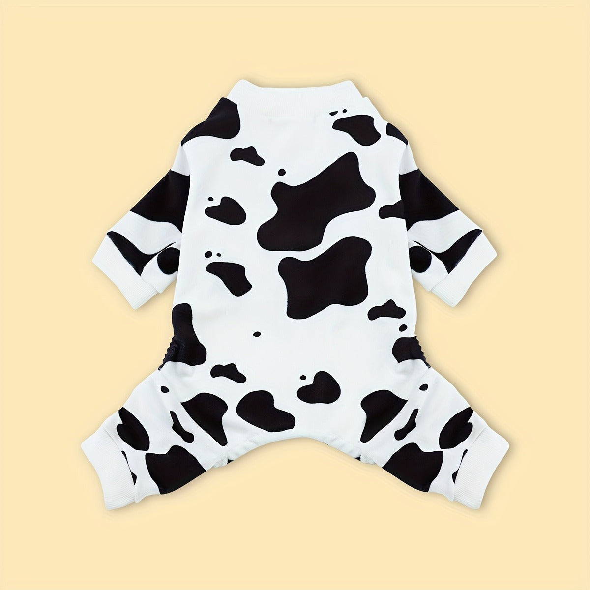 Dog Pajamas Cow Print Soft Knit Pullover Sleepwear for Small Medium Dogs, 100% Polyester Milk Swirl Texture Pet Onesie Loungewear for Year-Round Comfort, Sizes XS S M L XL XXL 3XL 4XL, White