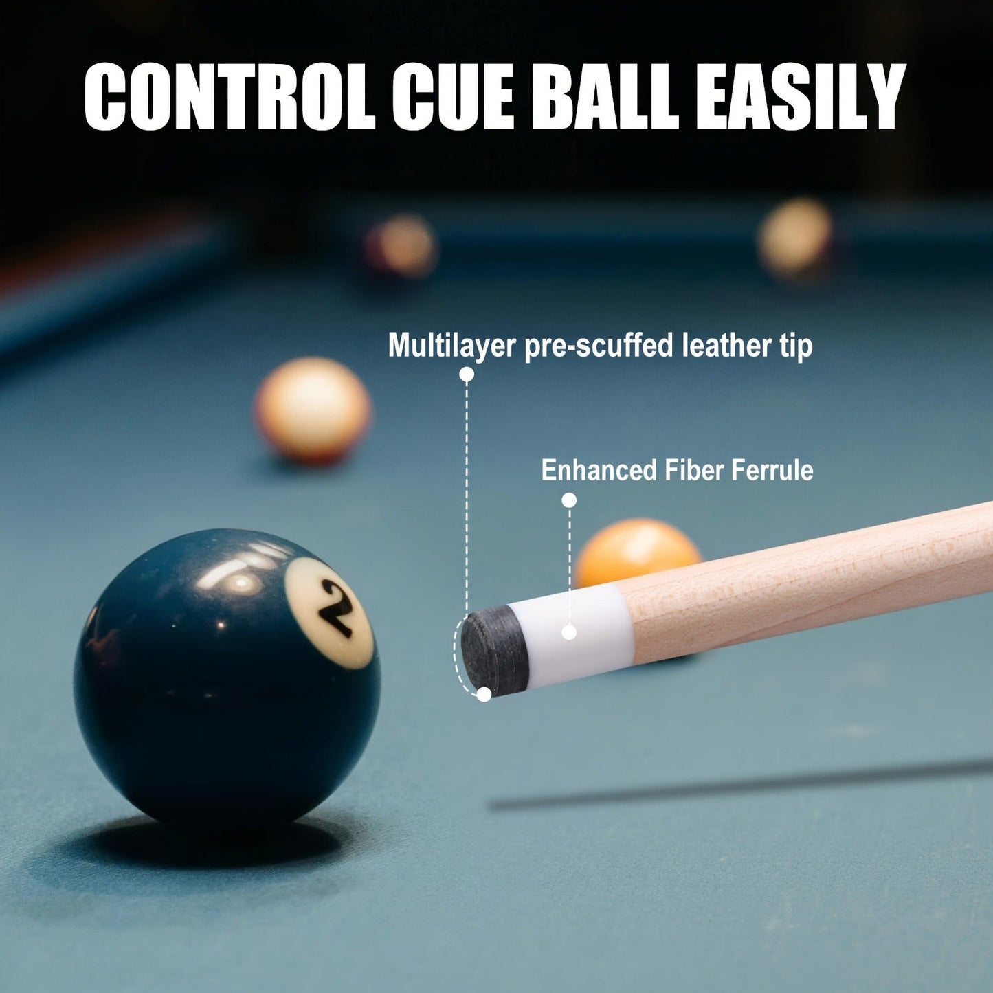 Professional Billiard Cue Stick 58 Inch Canadian Maple Wood – 12.5mm Tip, 19oz / 19.5oz / 20oz, Irish Linen Grip, 5 Color Options – Pool Cue for House, Bar & Club
